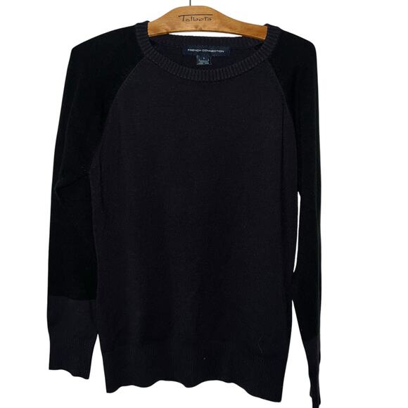 French Connection Black Colorblock Raglan Sweater Size Large - Picture 7 of 9